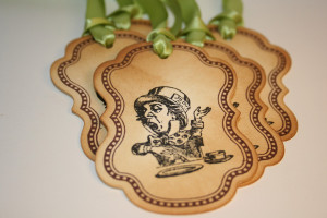 Alice Wonderland Mad Hatter Tea Party Teapot Tags Vintage