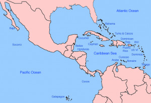 caribbean ocean meet with the gulf of mexico and the atlantic ocean