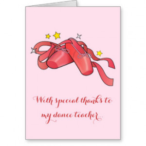 Thank You to Dance Teacher: Shiny Red Ballet Shoes Greeting Cards
