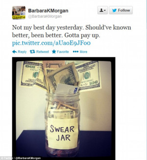 Apology: Morgan tweeted this picture of her 'swear jar' stuffed full ...