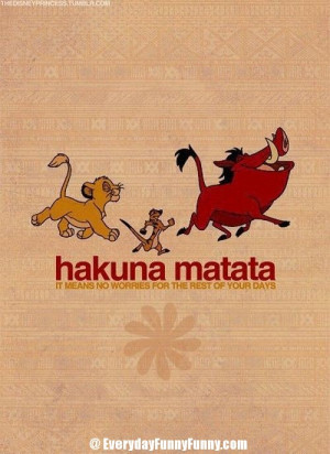 The meaning of Hakuna Matata: No worries for the rest of your days.