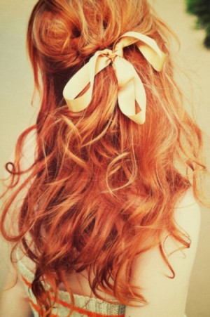 beautiful hair, bow, ginger, girl, hair