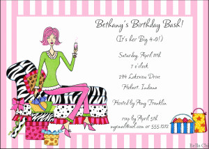 Adult Birthday Invitations-40th Birthday Girl ABI142