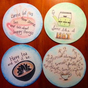 Coasters with Tea Expressions, Sayings, or Quotes