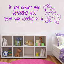 Walt Disney Thumper Bambi Quote Wall Sticker Childrens Bedroom Design ...