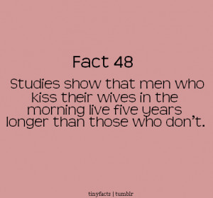 Fact Quote : Studies show that men who kiss their wives in the Morning