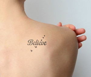 believe tattoo with birds