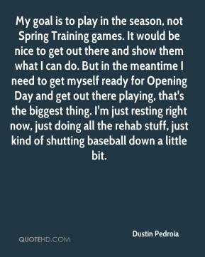 My goal is to play in the season, not Spring Training games. It would ...