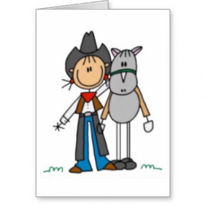 Cowgirl & Horse Stick Figure Greeting Card