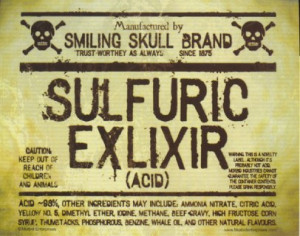 FREE: SULFURIC Exlixir Elixir Acid Halloween Liquor Wine Bottle Label