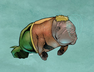 DC and Marvel Superheroes as manatees.