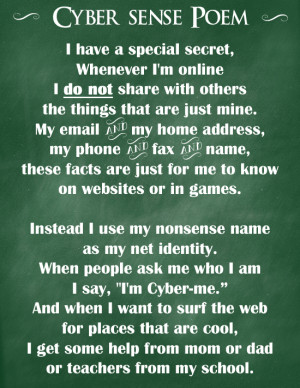 Cyber-Sense Poem - Tips to keep them safe & prevent cyber-bullying