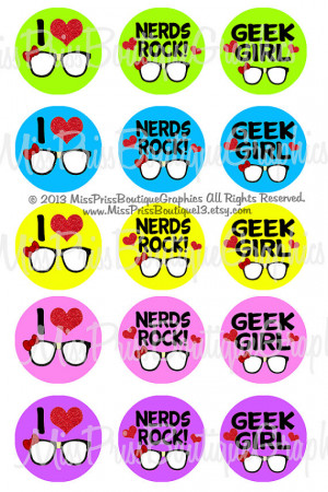 4x6 - GIRLY NERD SAYINGS - Instant Download -One Inch Bottle Cap ...