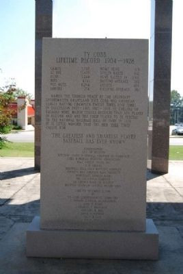 Tyrus Raymond Cobb Monument North Inscription Photo, Click for full ...