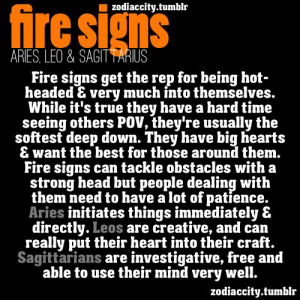 Fire Signs: Aries, Leo & Sagittarius