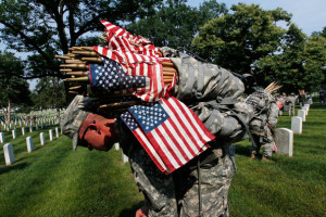 ... Flags Placed At Graves At Arlington Nat'l Cemetery For Memorial Day