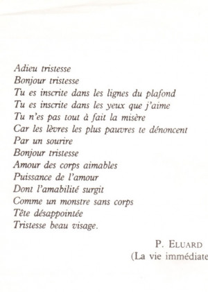 paul eluard # eluard # adieu tristesse # bonjour tristesse ...