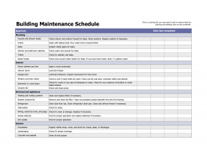 Building Maintenance Schedule Excel Template by ronviers36
