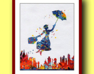 Mary Poppins Poster Aquarell Print Kids Kunstdruck Giclee Wand ...