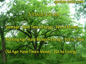 age: Have Time+ Energy.. but no Money Working age: Have Money+ Energy ...