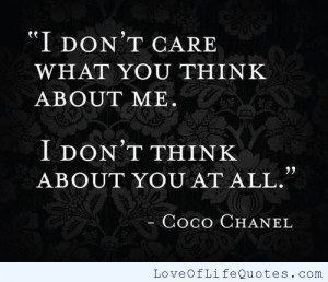 Coco Chanel quote on caring what others think of you