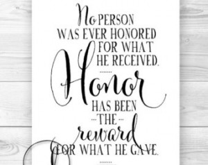 Military Quote, Honor quote, Wall A rt, Home Decor, Typography Quote ...
