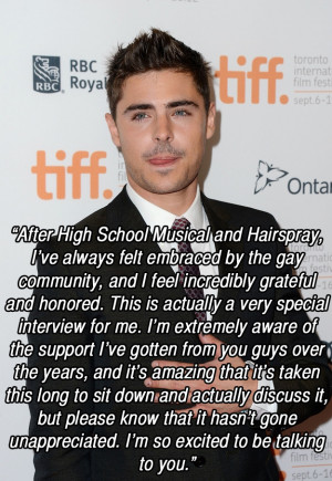 Zac Efron Quotes In Support Of Gays