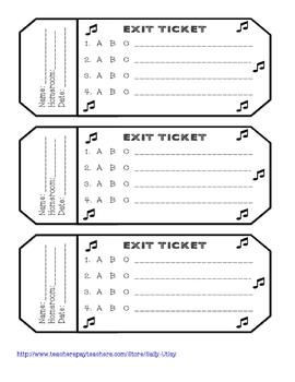 Exit Tickets for the Music Classroom: Exit Tickets, Ticket Ideas ...