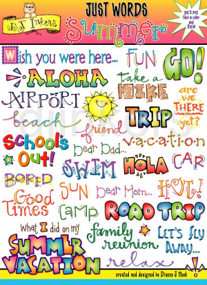 Summer Sayings For Kids Summer words clipart download