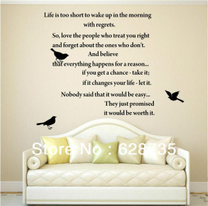 LIFE IS TOO SHORT Inspirational Poems WALL ART QUOTE DECAL VINYL ...