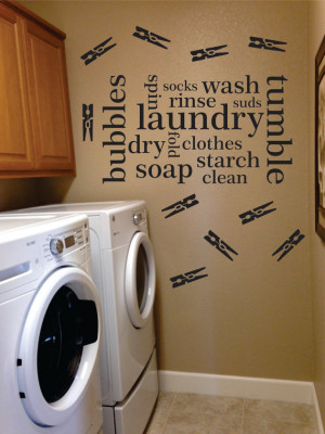 Laundry room Quote and Clothes Pins