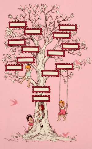 Michael Miller Children at Play Family Tree Panel Pink