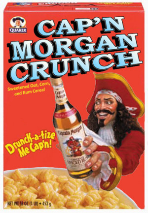 crunch sweetened oat corn and rum cereal a bowl of cap n morgan crunch ...