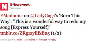 Madonna on Lady Gaga and Born This Way / Express Yourself controversy