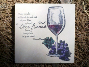 True Friends and Wine Tile Coaster