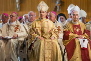 Archbishop Salvatore J. Cordileone, center, and retired Archbishop ...