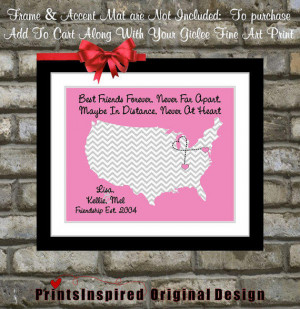 Friend Birthday Gift Long Distance Friendship Map: Quote Moving Away ...
