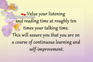 ... that you are on a course of continuous learning and self-improvement