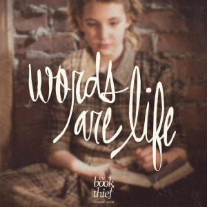 ... are life - Picture of the Book Thief movie actress writing in a book