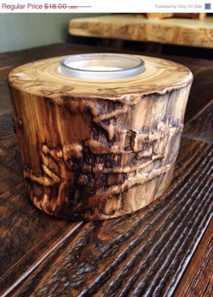 ... MONDAY SALE Aspen Log Candle Holders Wooden Candle Holder Centerpiece