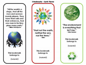 Bookmarks With Quotes - 3 (earth Theme)