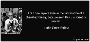 can now rejoice even in the falsification of a cherished theory ...