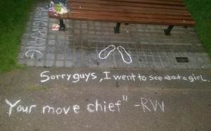 Tributes to Robin Williams at the Good Will Hunting bench in Boston ...