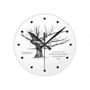 Gnarly Old Tree: Quote: FAMILY: Pencil Art Clock