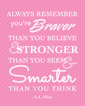 8x10 Winnie the Pooh Quote - AA Milne Nursery Print. Braver than you ...