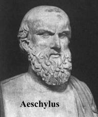 Sophocles, Aeschylus, andEuripides — the competing Playwrights