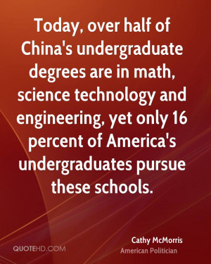 Today, over half of China's undergraduate degrees are in math, science ...