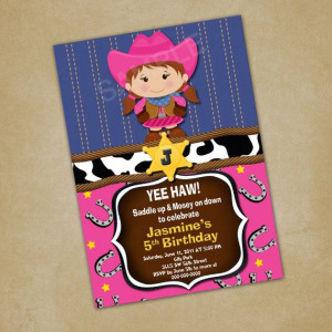 Cowgirl Birthday Party Invitations Printable by PinkSkyPrintables, $12 ...