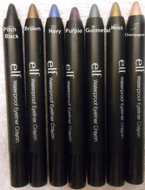 ELF Studio Waterproof Eyeliner Crayon Pitch Black, Brown, Navy, Purple ...