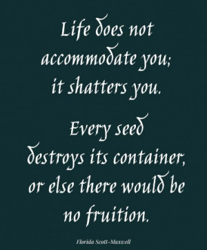 Life does not accomodate you it shatters you. every seed destroys its ...